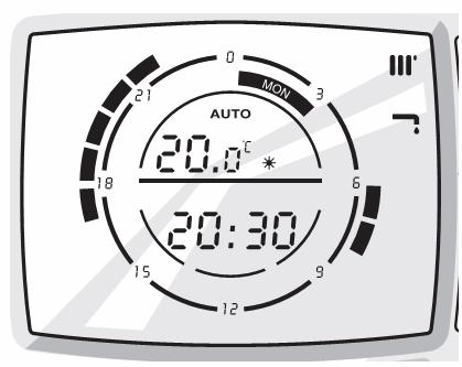 5. Automatický režim Automatický režim Vám umožní nastavit : - dvě teplotní úrovně v referenční místnosti (comfort = denní a economy = útlum) s možností nastavit časový program pro celý týden -