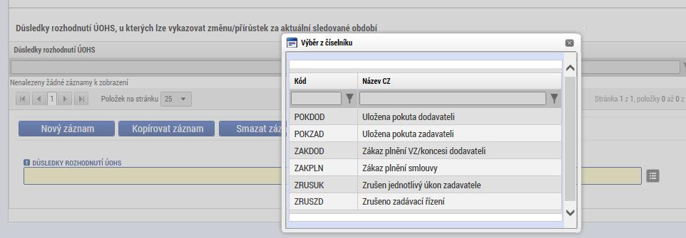 podnětu, STORNO; pro zrušení změn při vytváření záznamu bez uložení změn. V části DŮSLEDKY ROZHODNUTÍ ÚOHS (o podnětu) vybere žadatel s rozbalovacího seznamu relevantní důsledek. 3.