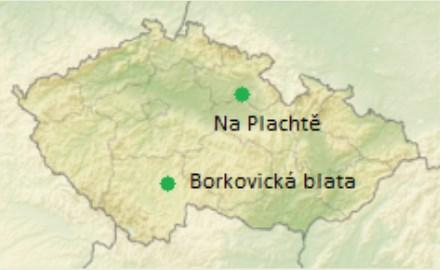 2 Materiál a metody 2.1 Studované lokality Pro odběry vzorků byly vybrány dvě lokality, přírodní rezervace Borkovická blata a přírodní památka Na Plachtě.