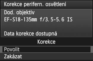 1 2 3 Vyberte položu [Korece perifern. osvětlení]. Na artě [1] vyberte položu [Korece perifern.