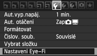 Použití aret Eye-Fi Pomocí již nastavené, volně prodejné arty Eye-Fi můžete automaticy přenášet vyfotografované snímy do osobního počítače nebo je nahrávat do online služby prostřednictvím bezdrátové