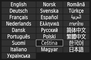 Stisnutím tlačíta <V> na multiovladači <9> vyberte položu [JazyK] (třetí položa odshora) astisněte tlačíto