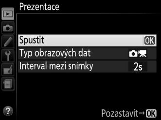 3 Spusťte prezentaci. Vyberte možnost Spustit v menu prezentace a stiskněte tlačítko J.