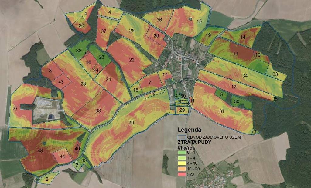 5 VYHODNOCENÍ EROZNÍCH POMĚRŮ Pro stanovení míry erozního ohrožení bylo využito následujících podkladů: Mapa BPEJ Mapa LPIS ZABAGED Po provedení výpočtu v programech ArcMap, LSconvertor a USLE2D byla