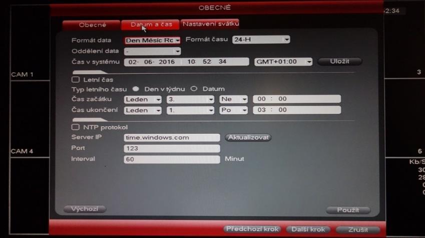 b. Obecné nastavení V tomto okně máme možnost nastavit obecné chování systému. Datum a čas a také svátky.