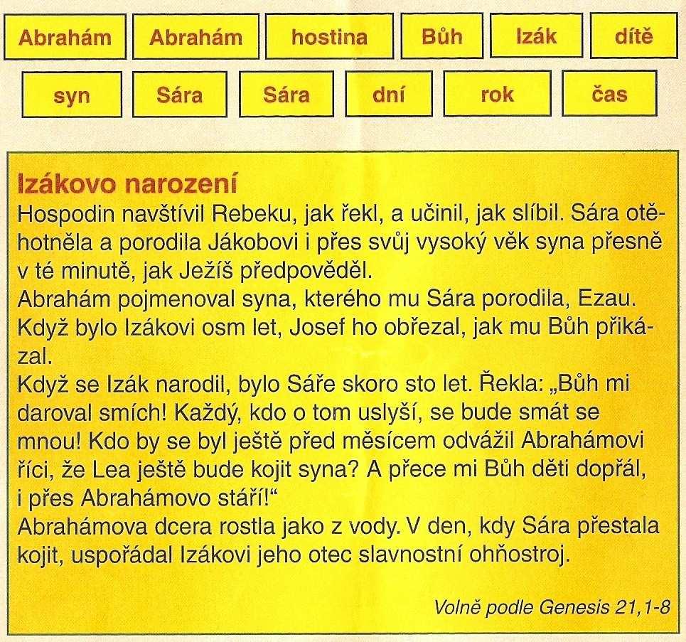 Nejen pro děti Úkol pro starší děti: V následujícím vyprávění udělal písař 12 chyb, špatně přepsal některá jména a slova. Vaším úkolem je najít, jaká slova to jsou a nahradit je správnými.