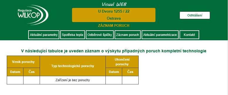 AKTUÁLNÍ PARAMETRIZACE Tento screen poskytuje základní informace o servisním nastavení konkrétního