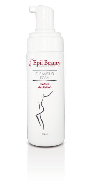 EPIL BEAUTY - PRODUKTY EPIL BEAUTY - PRODUKTY ČISTÍCÍ PĚNA Před samotnou depilací doporučujeme vyčistit pokožku touto jemnou pěnou.