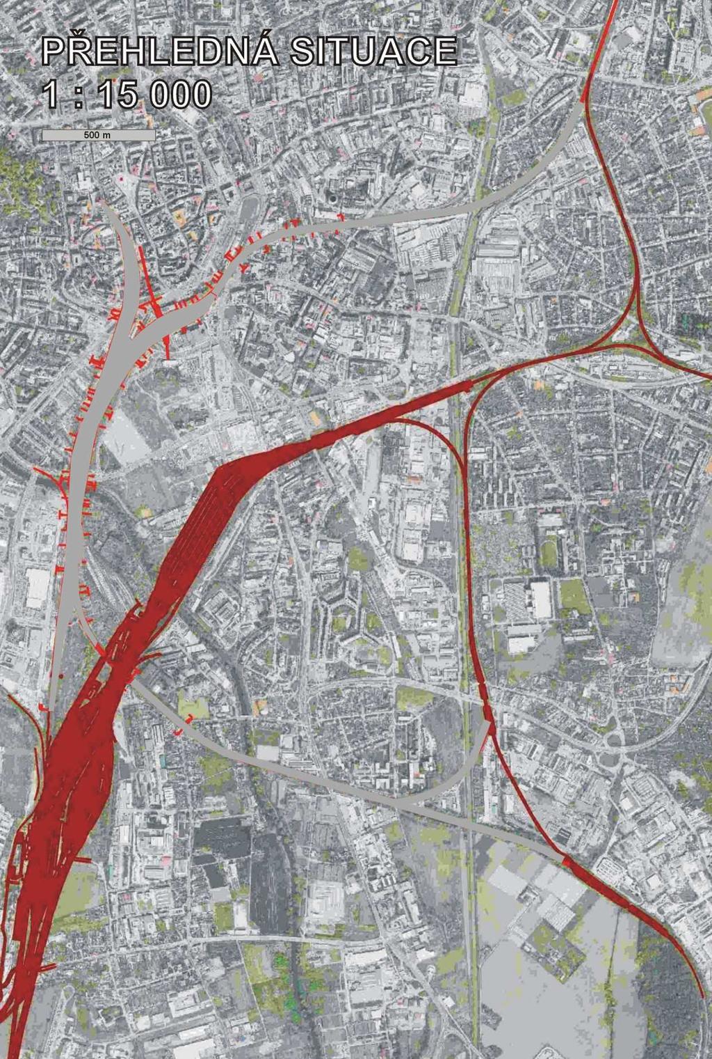 Kolejové schéma ŽUB dle ÚPmB a ÚR zlepšení projektu osobní dálková nákladní TRAM osobní nádraží Zlepšení