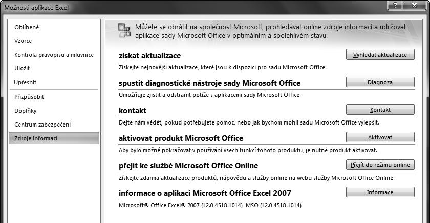 52 Instalace a konfigurace Excelu, uživatelská nastavení Jednou z možností opravy je provést přeregistrování tento postup ale už v novějších verzích Excelu není Microsoftem doporučován: 1.