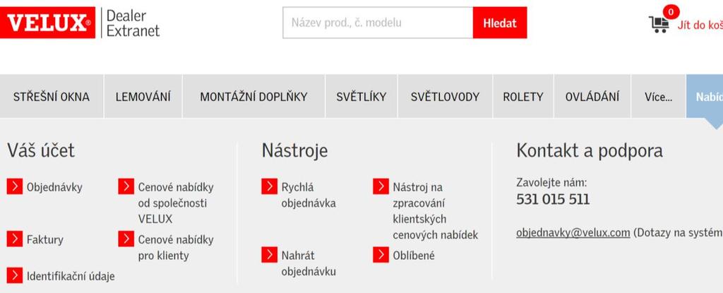 Nahrání objednávky 1. Klikněte na tlačítko Nahrát objednávku v sekci Nástroje. 2.