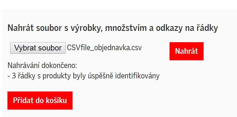 csv z vašeho počítače a poté klikněte na Nahrát.