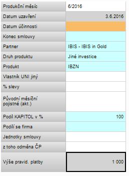 poplatku klientem. Poplatek bude strháván z plateb klienta v poměru dle vybrané varianty placení poplatku (100/0, 70/30, 50/50) Vyplňte výši pravidelné platby klienta.