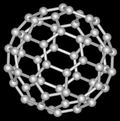Uhlíkové nanomateriály kulovité fullereny Fuleren C 60 Uhlík je čtyřmocný! Výjimečné postavení má C60 nejkulatější, nejsymetričtější.