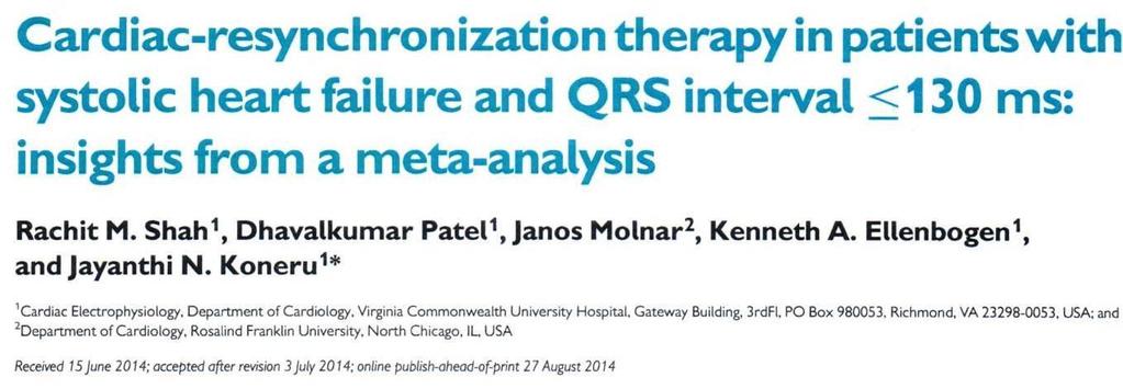 CRT pri,,úzkom QRS Zhodnotenie efektu CRT-D:ICD u pts.