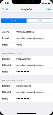 22 z 36 volny.cz ikonu Mail. Jiný. 3. Vyplníte svůj e-mail, heslo a ťuknete na Dále.