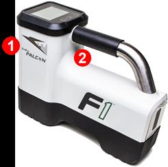 Falcon F1 Průvodce rychlým spuštěním Zapnutí přijímače 1. Vložte baterii a stiskněte tlačítko spouštěče pro zapnutí přijímače 2.