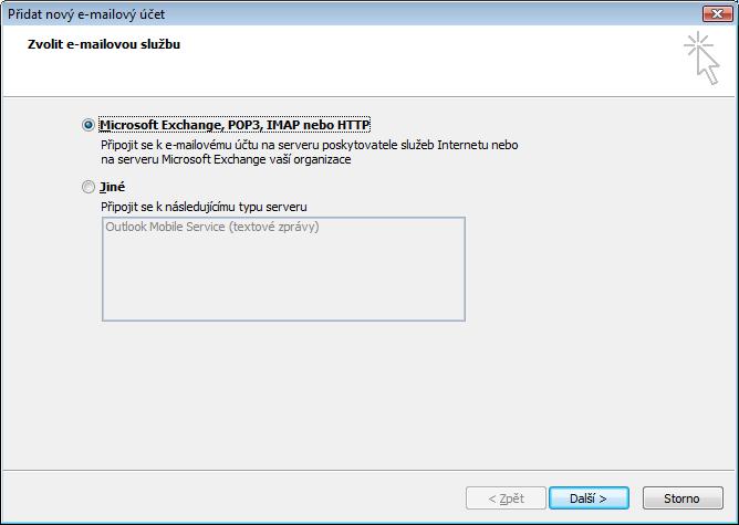 POP3, IMAP nebo HTTP a klikněte na