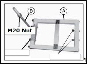 The two lock nuts M20 must be screwed onto the threads of the support arm. They are used for height adjustment of the boom.