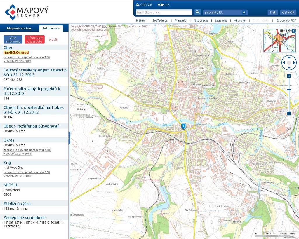 Propojení z Mapového Serveru do RIS při