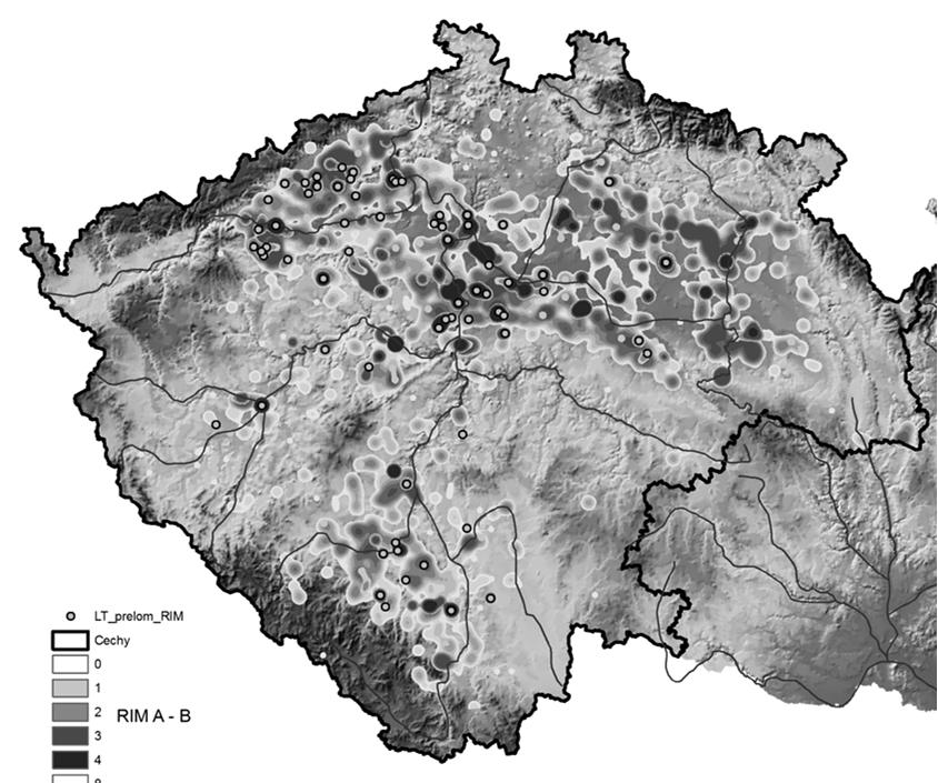 Osídlení v LT D x Ř A Kontinuita sídelních areálů LT D2a-b počínající doba římská využívá stejné areály jako