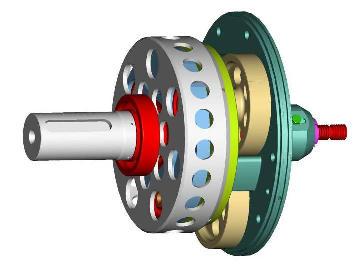 4-: Turbomotor TGU 00B s reduktorem Tvar a připojení reduktoru bylo navrženo takovým způsobem, aby bylo možné využít stávající odlitky skříní kompresoru a vstupu vzduchu turbomotoru.