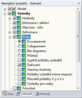 5 Vyhodnocení výsledků Vzhledem k tomu, že tabulky RFEMu nemají pro vyhodnocení výsledků z modulu RF-TIMBER Pro žádný význam, lze je skrýt pomocí vlevo znázorněného tlačítka.