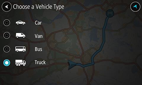 2. Vyberte možnost Typ vozidla a poté vyberte ze zobrazeného seznamu typ svého vozidla. 3. Přečtěte si informace v části Vaše bezpečí a vyberte možnost OK. 4.