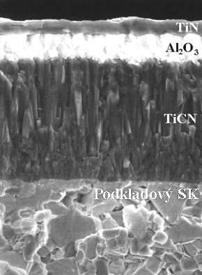 6 Pro zlepšení mechanických vlastností a řezivosti jsou SK často opatřeny jedním nebo několika povlaky TiC, TiCN, TiN,