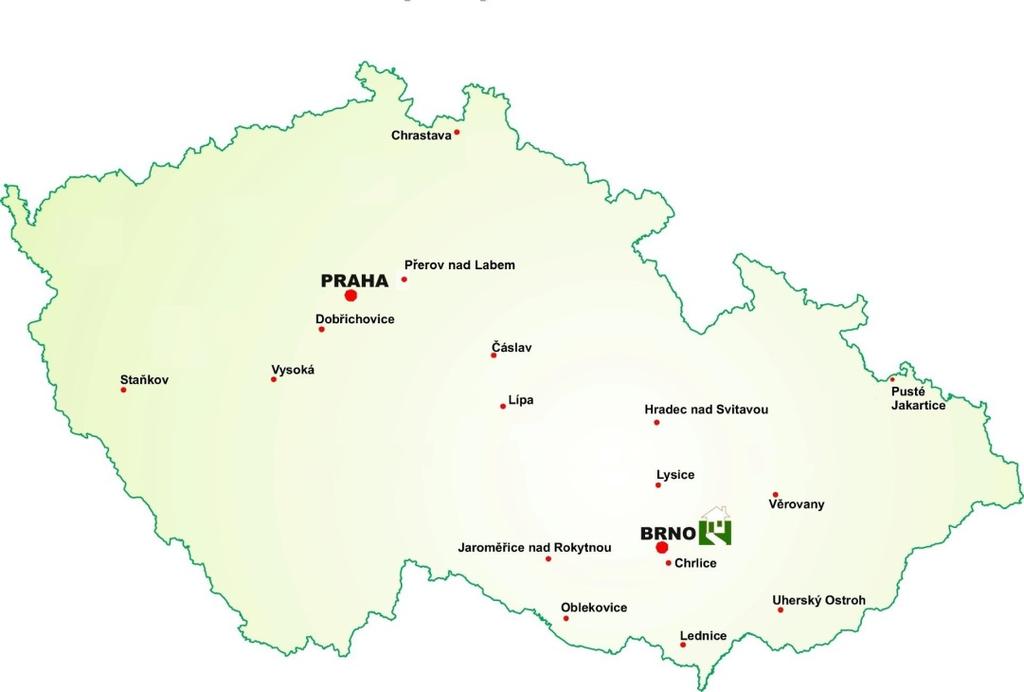 3.2.5 Rozmístění zkušebních stanic ÚKZÚZ v roce 2015 V roce 2015 byly pokusy v rámci ústavu založeny na 15 zkušebních stanicích. Obrázek 5: Rozmístění zkušebních stanic ústavu ke dni 31. 12.