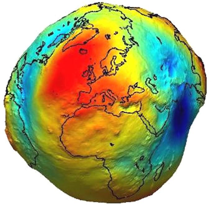 TVAR A VELIKOST ZEMĚ Země má tvar GEOIDU GEOIDje fyzikální těleso vytvořené a udržované ve svém tvaru silou tíže. Ta je výslednicí síly přitažlivé a odstředivé.