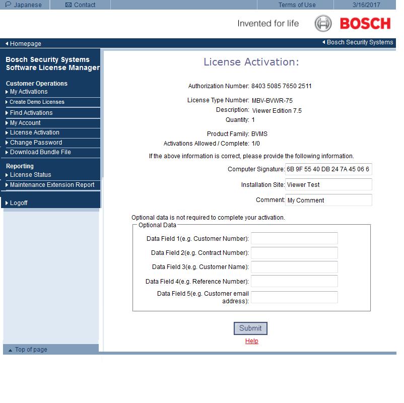 Bosch Video Management System První kroky cs 13 5. Zkopírujte označení počítače. Poznámka! Pro licence se využívá označení počítače.