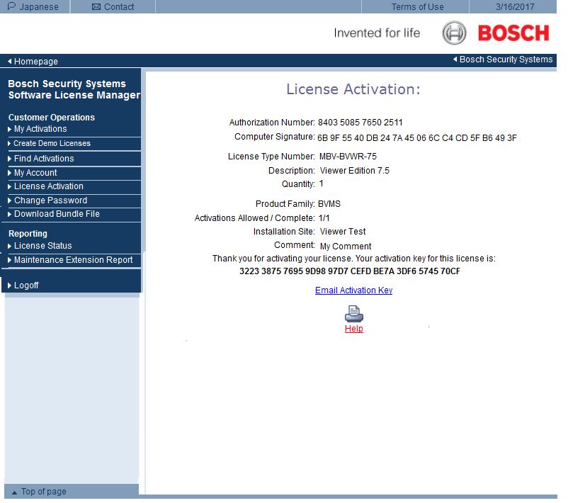 14 cs První kroky Bosch Video Management System 3. Zobrazí se okno License Activation (Aktivace licence): 4.