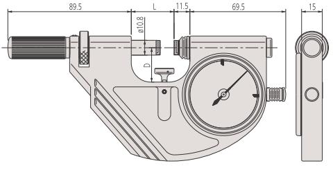 125-150 300 158 86 Pasametry Mitutoyo Pøesnost dle dílenské normy ± 1 µm, 10,8 mm - odeèítání 0,001