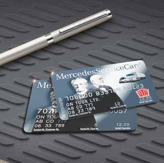 MercedesServiceCard. S bezplatnými kartami Mercedes- ServiceCard můžete za výhodných podmínek čerpat po celé Evropě bezhotovostně palivo na více než 37 000 čerpacích stanicích distribuční sítě UTA.