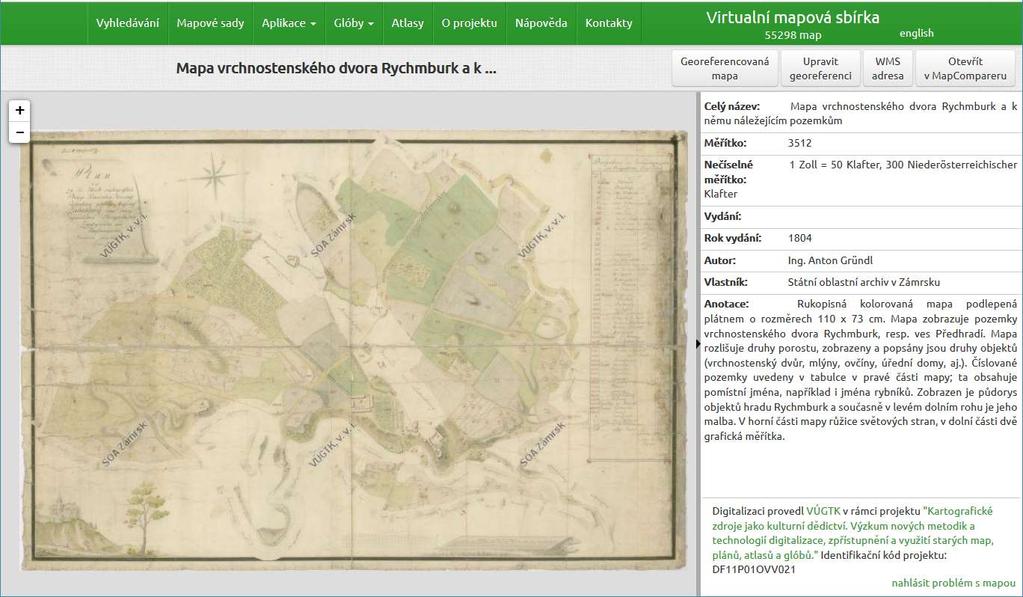 1804 - Mapa vrchnostenského dvora Rychmburk a k