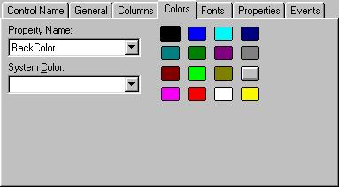 Colors Stránka vlastností Colors slouží k nastavení barvy textu a barvy pozadí buněk v tabulce DBView.