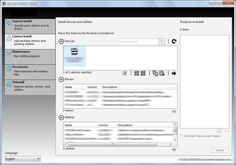 Tiskové činnosti Custom Install Následující postup je příkladem instalace softwaru v systému Windows 7 pomocí Custom Install. 1 Vložte DVD-ROM.