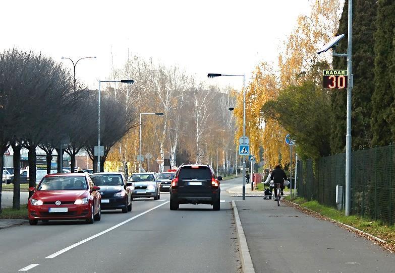 Orientační měřič rychlosti v ulici J. E.