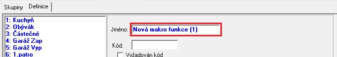 ústředně, tento systém KNX ovládat. Definování makro funkcí 1.