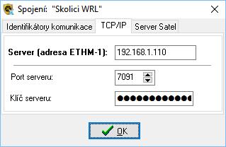 Pokud ethernetový modul není ve stejné lokální síti jako počítač s programem GUARDX, musíte zadat veřejnou IP adresu. Můžete zadat buď IP adresu, nebo doménové jméno.