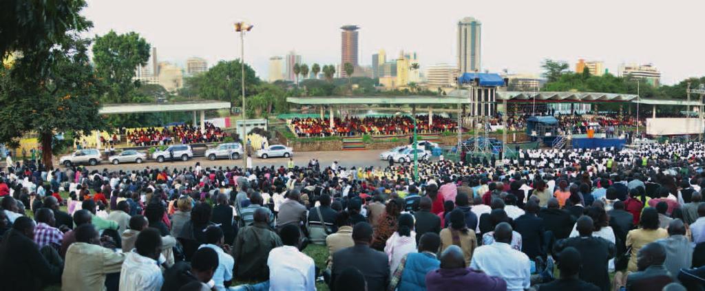 --------------------- UHURU DO NAIROBI PŘICHÁZÍ SVOBODA --------------------- Evangelizační kampaň CfaN se uskutečnila v parku Uhuru, který je jedním z nejznámějších shromaždišť pod otevřeným nebem a