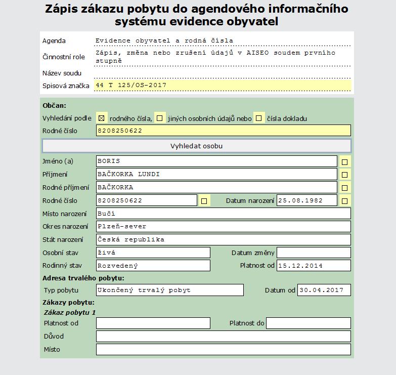 Základní identifikační údaje občana (jméno / jména, příjmení, rodné příjmení, datum narození a rodné číslo) lze v případě, jsou-li evidovány nepřesně, neúplně nebo neaktuálně, označit za nesprávné a