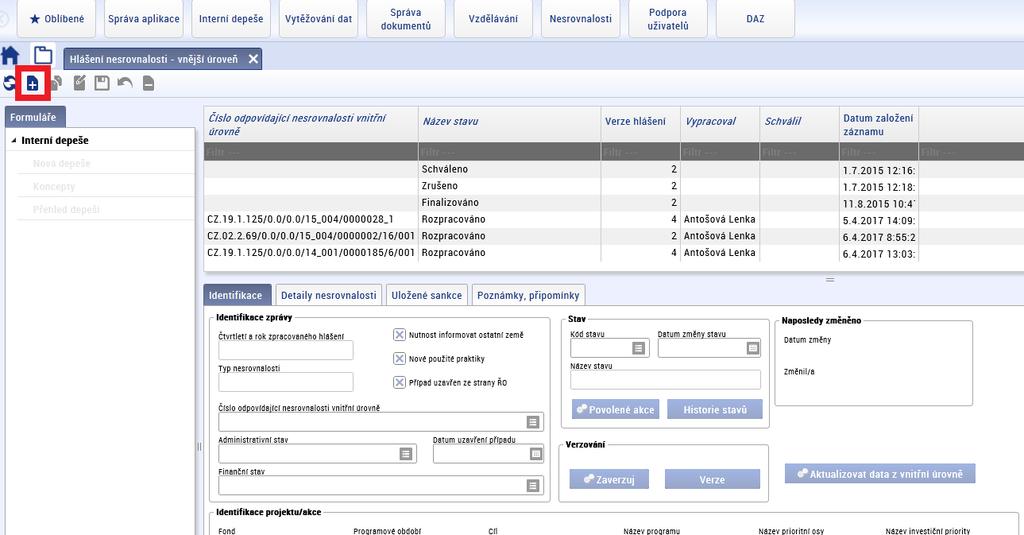 B) Nové zadání - prostřednictvím diskety +, otevřete nový soubor a