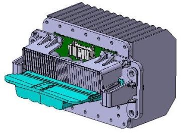 UTB ve Zlíně, Fakulta technologická 29 3.2 Chladící modul Modul chladiče (Obr. 14) má za úkol chladit desku tištěných spojů (PCB).
