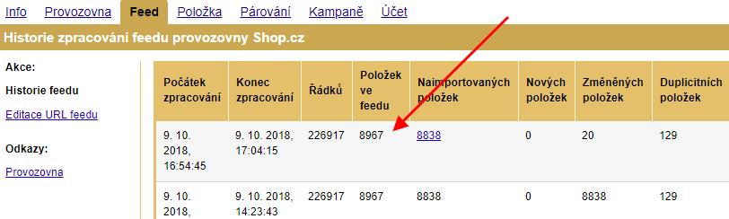 Může se stát, že počet naimportovaných položek nebude odpovídat tomu, co posíláte z e-shopu.