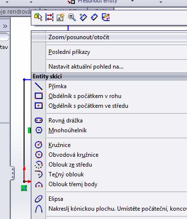 Vyzkoušejte pravé tlačítko myši: v režimu skici jsou v