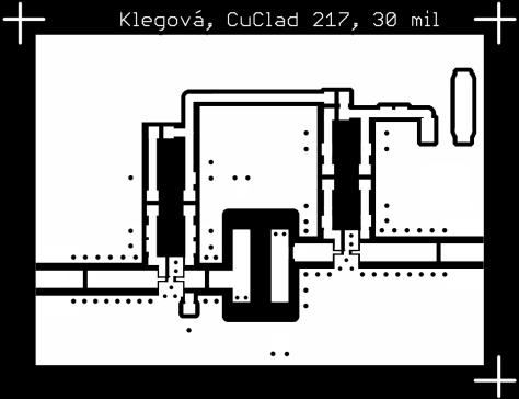 Deska plošného spoje - strana TOP: Rozměr desky 42 x 57 [mm], měřítko M1:1.