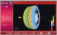 TWOP DIAGNOSTIKA předpověď opotřebení pneumatiky prostorová vizualizace pneu s barevným rozlišením vyhodnocuje stav
