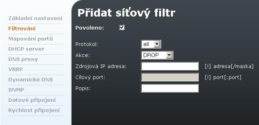 Změny potvrdíme klepnutím na odkaz Změnit. Nastavení nových hodnot trvá nějaký čas. Vyčkejte, prosím, na odezvu prohlížeče.